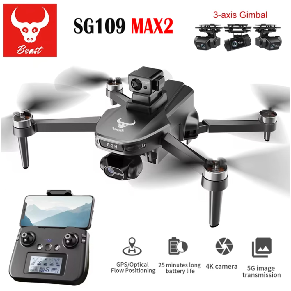 Drone Gimbal 3 Axis - Drone avec caméra FPV 8K professionnel,